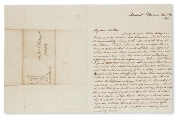 (SLAVERY AND ABOLITION--MOUNT VERNON.) WASHINGTON, JOHN AUGUSTINE. An excellent letter from John Washington to his mother, mentioning h